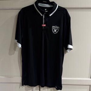 Fanatics Black and White Raiders Polo Shirt Classic Athletic-Casual